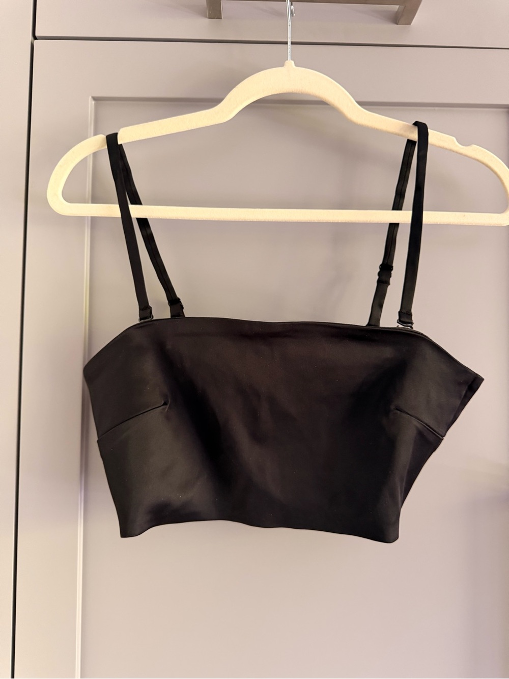 Sleek Black Crop Top with optional Thin Straps